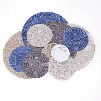 Круглая хлопчатобумажная пряжа, плетение, теплоизолированная чашка, коврик для посуды, декор для обеденного стола Round 18cm темно-серого