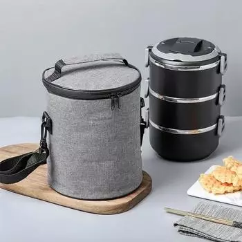 Круглая изолированная сумка для ланча, изолированная сумка из алюминиевой фольги, портативная сумка для ланча и риса, изолированная сумка