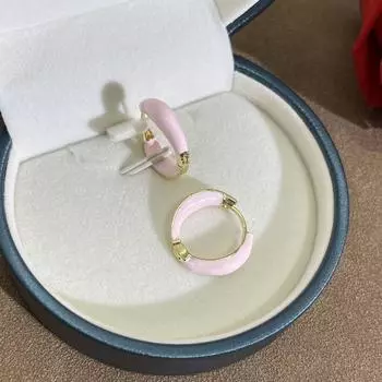 Круглая капающая масляная серьга из цинкового сплава с пряжкой-кольцом, изысканные эмалевые серьги-кольца для вечеринки розовый