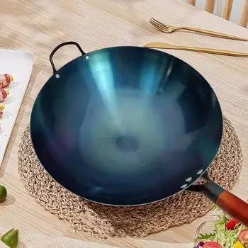 Круглая кастрюля Wok с деревянной ручкой для газовых и индукционных плит 30cm