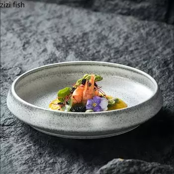 Круглая керамическая обеденная тарелка, блюдо для фруктов, салатница, суповые тарелки, диск Sting, тарелка для стейков в западном стиле, тарелки для суши, поднос для закусок