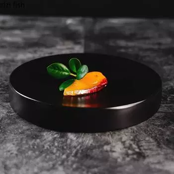 Круглая керамическая тарелка в западном стиле, тарелки для стейков, декоративная обеденная тарелка, тарелка для суши, тарелка для десерта, тарелка для димсамов, фруктовая чаша, поднос для закусок