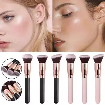 Круглая кисть для крема, рассыпчатая кисть для пудры, косметическая кисть, мягкие волосы, румяна, кисть для тональной основы, портативный профессиональный женский косметический инструмент для макияжа