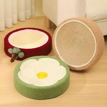 Круглая когтеточка для кошек, скребок для пола, коврик для кошачьей кровати, износостойкая когтеточка для кошек, бытовая когтеточка для котят, сизалевая веревка, царапины в комнате 39x9.5cm хаки