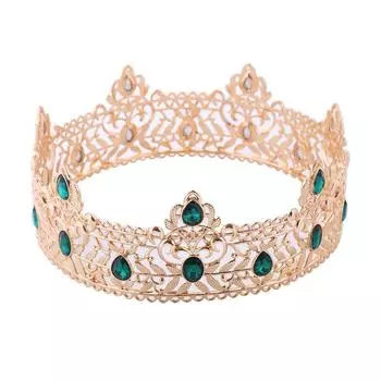 Круглая Корона невесты, королевская корона из сплава со стразами, барочная корона, мужская королевская корона