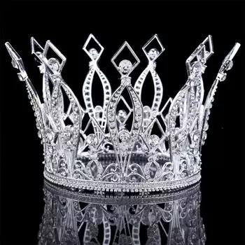 Круглая корона невесты, тиара из сплава с бриллиантами, трехмерная корона королевы, корона феникса, тиара, аксессуары для волос