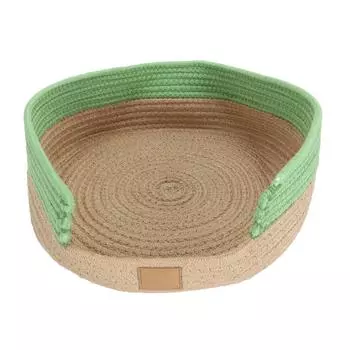 Круглая кошачья кровать, хлопковая веревка, плетеная корзина, многоцелевая спальная когтеточка, охлаждающая подставка для маленьких кошек