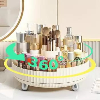 Круглая косметическая стойка, поворотный стол на 360 градусов, большая емкость, многофункциональная столешница, кисть для макияжа, губная помада, лосьон, органайзер, держатель, контейнер белый