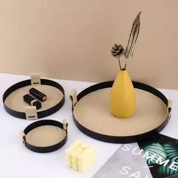 Круглая косметическая тарелка в скандинавском стиле, держатель для ключей, подставка для ювелирных изделий, парфюмерия M бежевый