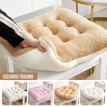 Круглая/квадратная утолщенная подушка для сиденья, теплая плюшевая бархатная шерстяная подушка-татами, коврик для йоги, домашний декор, мягкая подушка для дивана, 2 размера 40x40cm