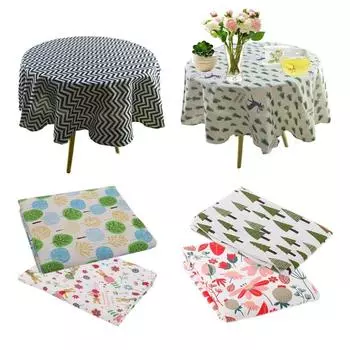 Круглая льняная скатерть с скандинавским принтом, рождественский узор, домашний чайный столик/кофейный обеденный стол, украшение для стола, Mariage Round 120cm-47inch