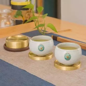 Круглая латунная подставка под стакан, металлический поднос, держатель для стола, медные подставки под стакан, бар для питья 10cm