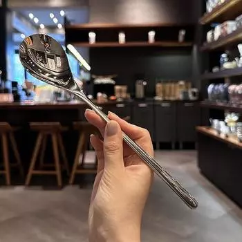 Круглая ложка из нержавеющей стали сетка из красного золота с длинной ручкой для помешивания десерта 1PCS