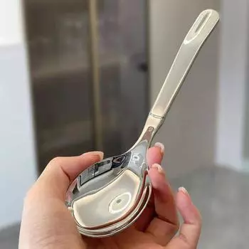 Круглая ложка из нержавеющей стали, сетка, красная, золотистая, для ужина, с длинной ручкой, десертные ложки для перемешивания, кухонные аксессуары, гаджеты 1PCS