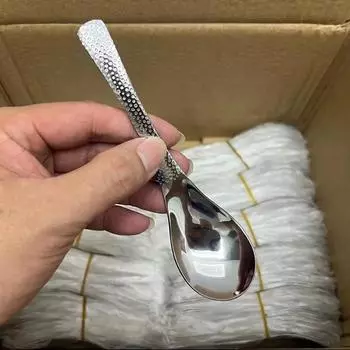 Круглая ложка из нержавеющей стали, сетка, красная, золотистая, для ужина, с длинной ручкой, десертные ложки для перемешивания, кухонные аксессуары, гаджеты