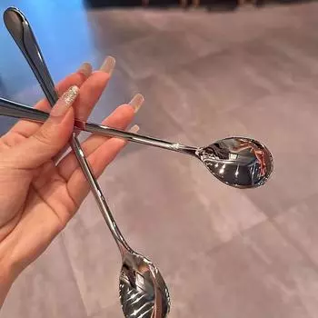 Круглая ложка из нержавеющей стали, сетка, красная, золотистая, для ужина, с длинной ручкой, десертные ложки для перемешивания, кухонные аксессуары, гаджеты