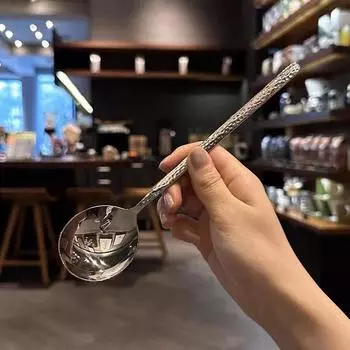 Круглая ложка из нержавеющей стали, сетка, красная, золотистая, для ужина, с длинной ручкой, десертные ложки для перемешивания, кухонные аксессуары, гаджеты