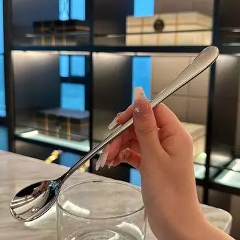 Круглая ложка из нержавеющей стали, сетка, красная, золотистая, для ужина, с длинной ручкой, десертные ложки для перемешивания, кухонные аксессуары, гаджеты