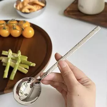 Круглая ложка из нержавеющей стали, сетка, красная, золотистая, для ужина, с длинной ручкой, десертные ложки для перемешивания, кухонные аксессуары, гаджеты