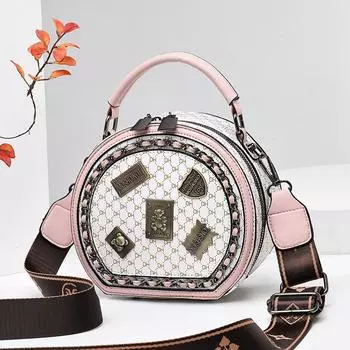 Круглая маленькая сумка Высококачественные женские сумки-мессенджеры Кожаная женская сумка через плечо Винтажные кожаные сумки Классическая сумка через плечо