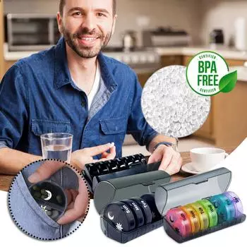 Круглая мини-дорожная влагозащищенная коробка с 14 ячейками, портативная, съемная, пылезащитная, коробка для работы 7 дней в неделю