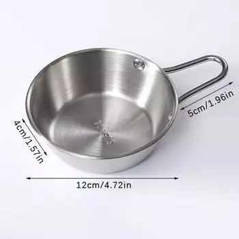Круглая миска для рисового вина с ручкой из нержавеющей стали, бытовые миски для еды, чашки для соуса, посуда, посуда, кухонная утварь 300ML серебряный