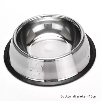 Круглая миска для собак и кошек из нержавеющей стали, противоскользящая, устойчивая к укусам, для маленьких, средних и больших собак, для кормления и питья, аксессуар для питомцев as the picture