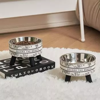 Круглая миска для собак, противоскользящая, для кормления кошек, миска для щенков, миска для кошек из нержавеющей стали, для дома black-ordinary