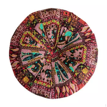Круглая напольная подушка Bohemian для использования в помещении и на улице красный