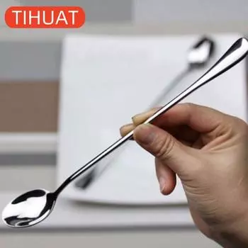 Круглая обеденная десертная длинная кофейная чайная ложка из нержавеющей стали с ручкой 1pcs