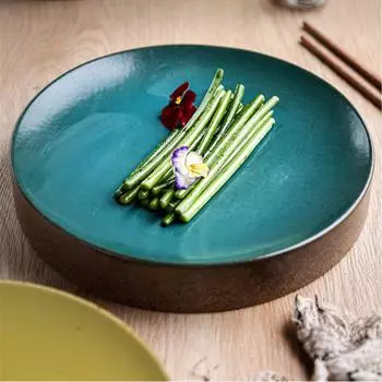 Круглая обеденная тарелка Керамические тарелки Блюда в западном стиле Тарелка для стейка Тарелка для десерта Фруктовая салатница Поднос для закусок Посуда для гостиниц