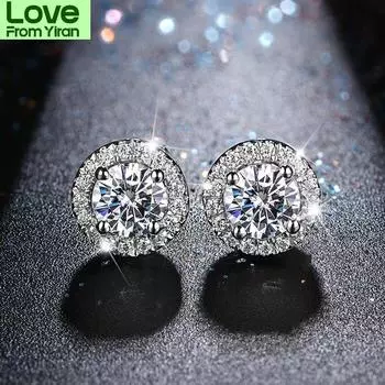 Круглая огранка 3 .0ct бриллиант тест пройден муассанит родиевое покрытие 925 серебро D цвет муассанит серьги ювелирные изделия подарок девушке