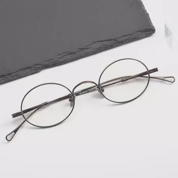 Круглая оправа для очков из чистого титана в стиле ретро M5-MOD01: Черный, маленький, подходит для людей с близорукостью
