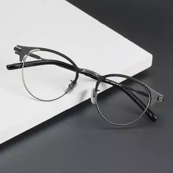 Круглая оправа для очков из чистого титана S-01T: Изготовлены вручную в Японии, защищают от синего света, совместимы с диоптриями.