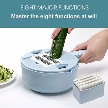 Круглая овощерезка с разделителем яиц, дуршлаг, ручная овощерезка для фруктов и овощей, пищевая многофункциональная для кухонных принадлежностей синий