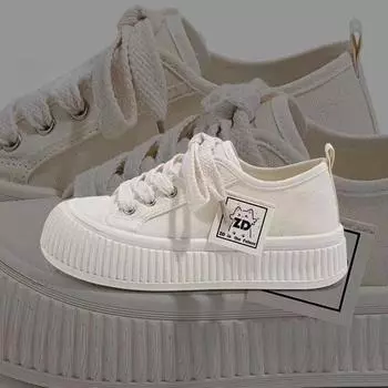 Круглая парусиновая обувь Обувь с большой головой Новая женская обувь Женская обувь Тенденции детской весны и осени 35 чёрный