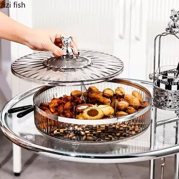 Круглая пластиковая коробка для сухофруктов, чехол-медведь, коробки для закусок, коробки для хранения продуктов, коробка для конфет, фруктовая тарелка, поднос для хранения закусок