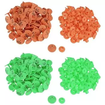 Круглая пластиковая ушная бирка для скота с номером 1-100, бирка для животных для коз, овец Green