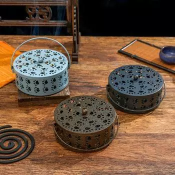 Круглая пластина для благовоний от комаров, переносная подставка для спирали от комаров, прочный чехол для благовоний для дома розовый