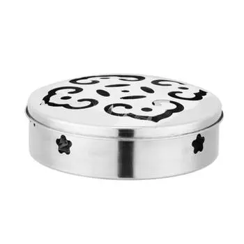 Круглая пластина из нержавеющей стали, спиральный держатель катушки от комаров, лоток для благовоний, безопасная крышка Extra Large with Handle серебряный