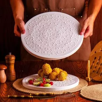 Круглая плоская тарелка Pearl Grain Ceramic, тарелка для западной еды, креативный поднос для частиц, круглая тарелка для молекулярной кулинарии, декоративный поднос