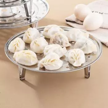 Круглая подставка для пароварки из нержавеющей стали со съемной V-образной подставкой для приготовления в пароварке штабелируемых овощей, пельменей, рыбы, морепродуктов, универсальная кухня 18cm