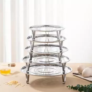 Круглая подставка для пароварки из нержавеющей стали со съемной V-образной подставкой для приготовления в пароварке штабелируемых овощей, пельменей, рыбы, морепродуктов 18cm