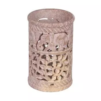 Круглая подставка для ручек из мыльного камня в форме слона 10,16 см для офиса и дома