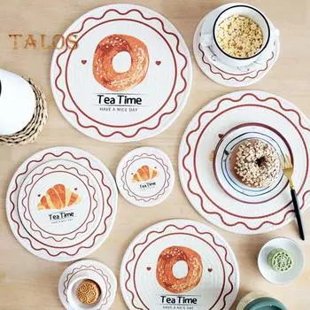 Круглая подставка для столовых приборов, подставка для послеобеденного чая, принт, плотный хлопок, противоожоговая, термостойкая, нескользящая, теплоизоляционная, коврик для украшения обеденного стола 12cm