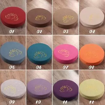 Круглая подушка для сиденья из плотного льна в японском стиле с татами, подушка для медитации, вышитый лотос, футон, коврик для пола на балконе и эркере 40cm