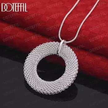 Круглая подвеска из стерлингового серебра 925 пробы, свадебное ожерелье, модные свадебные украшения S-40CM