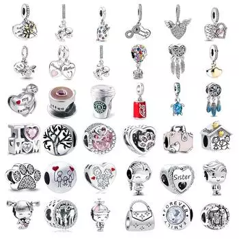 Круглая подвеска из стерлингового серебра 925 пробы, оригинальная модная подвеска из бисера навсегда, семейный браслет, ожерелье, брелок, женские украшения своими руками