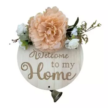 Круглая подвеска, привлекательная романтическая деревянная модная круглая деревянная табличка с надписью на передней двери, знак для стены зелёный