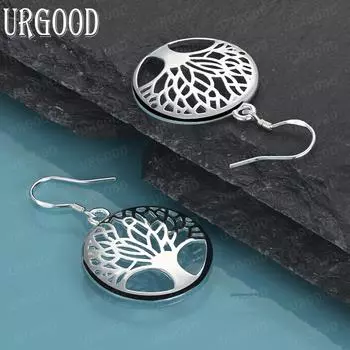 Круглая подвеска в виде дерева из стерлингового серебра 925 пробы с серьгами для пирсинга, модные свадебные украшения 3.90*2.40cm